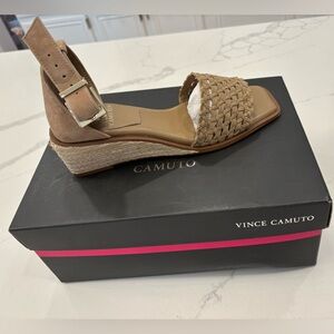 Vince Camuto 7 1/2 camel color wedge never worn in the box